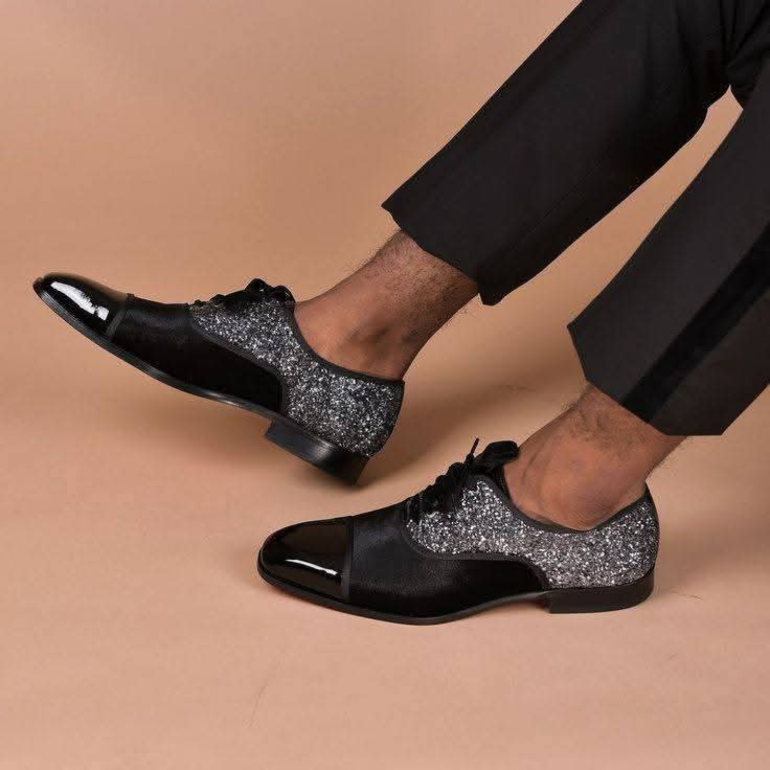 Glitter Panel Oxford Shoes