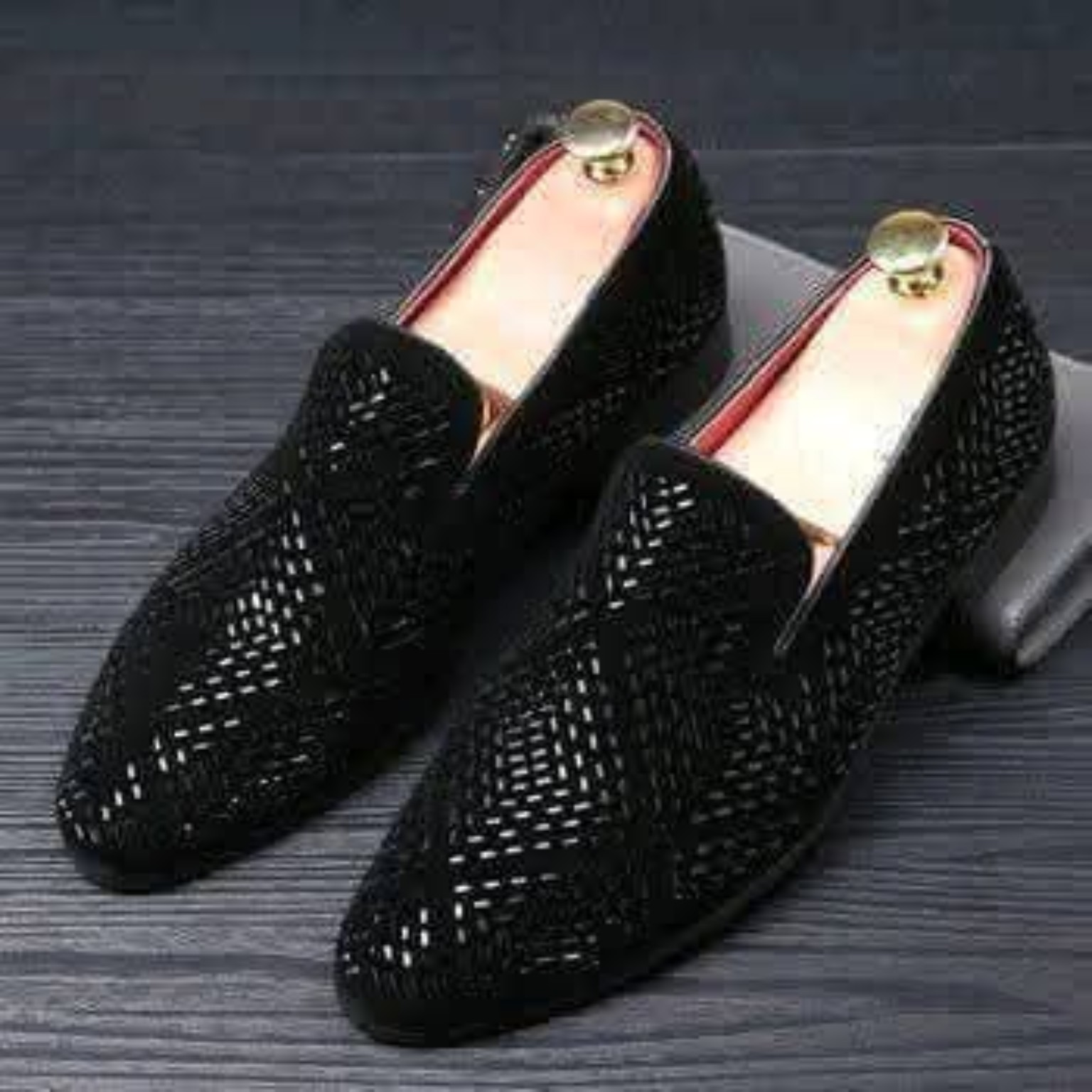Black Woven Dress Loafers
