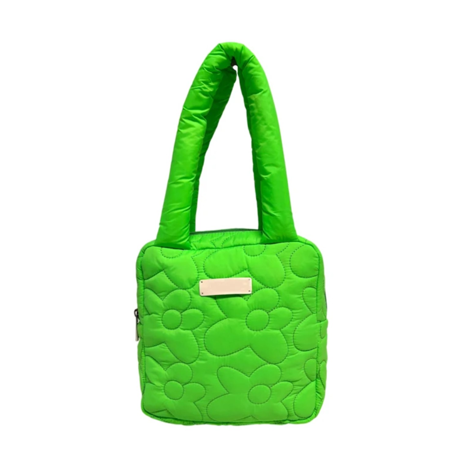 Lime Quilted Puffer Tote