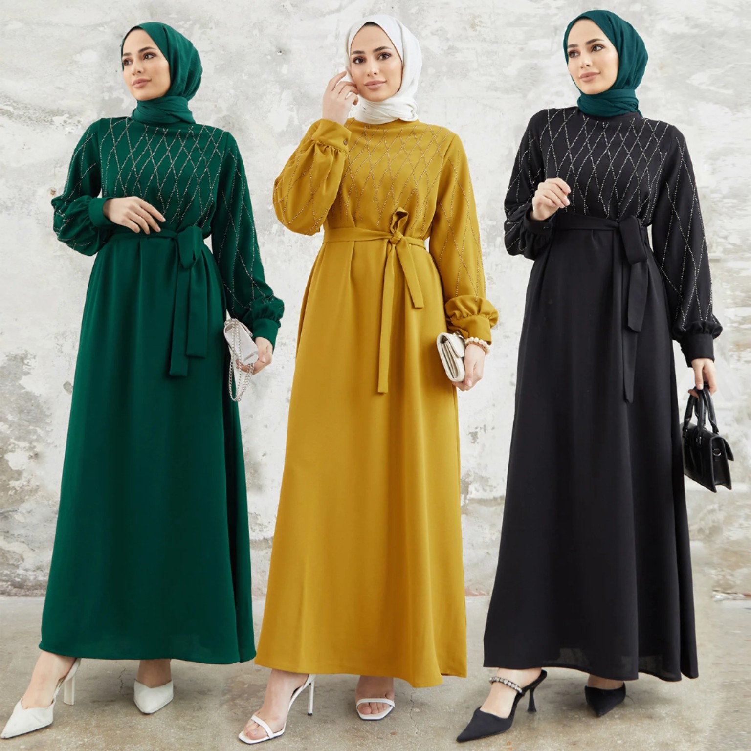 Modest Belted Maxi Dress