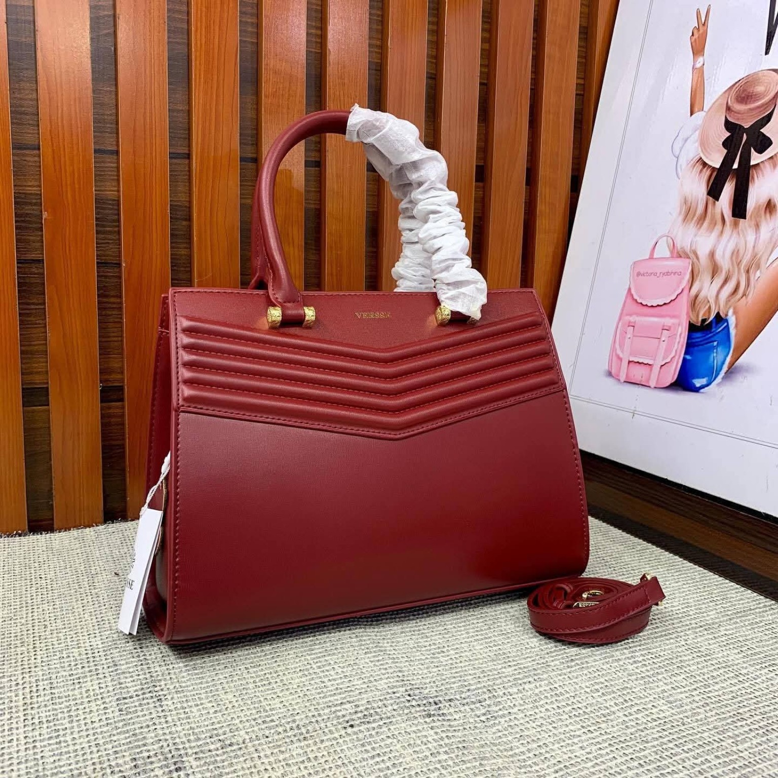 Burgundy Chevron Tote
