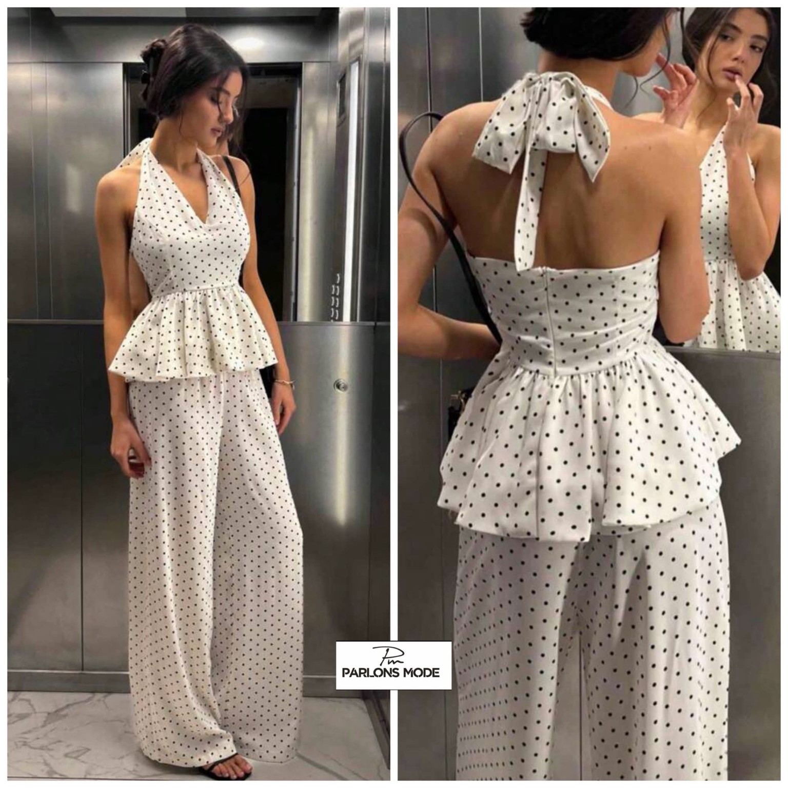 Polka-Dot Halter Peplum Set